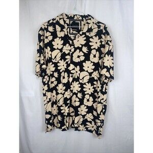 Denim & Flower Ricky Singh Black Floral Short Sleeve Button Up Shirt XL